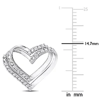1/5 CT TW Diamond Open Heart Stud Earrings in Sterling Silver