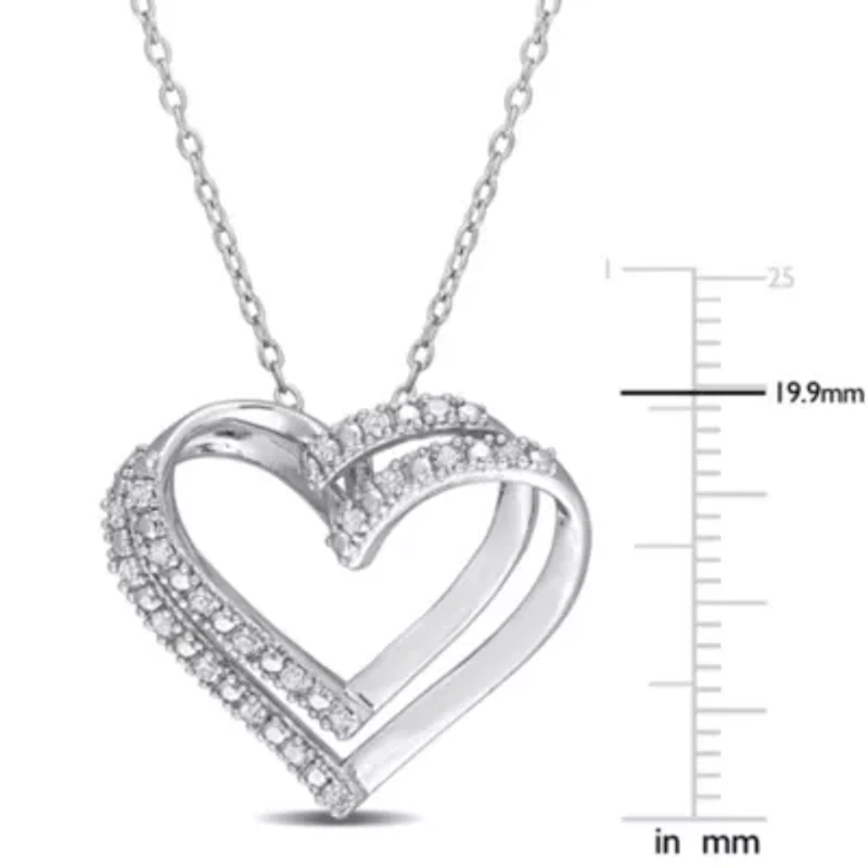 1/5 CT TW Diamond Heart Pendant with Chain in Sterling Silver