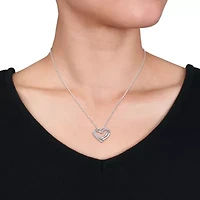 1/5 CT TW Diamond Heart Pendant with Chain in Sterling Silver