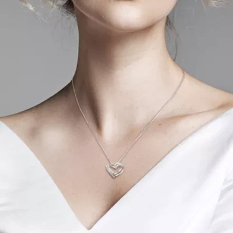1/5 CT TW Diamond Heart Pendant with Chain in Sterling Silver