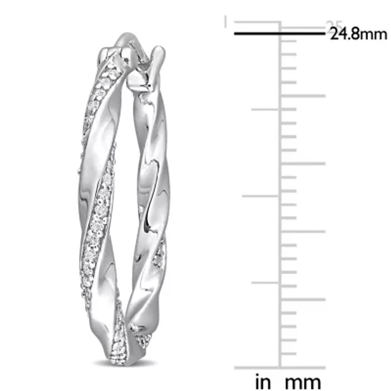 1/4 CT TW Diamond Twisted Hoop Earrings in Sterling Silver