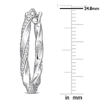 1/4 CT TW Diamond Twisted Hoop Earrings in Sterling Silver