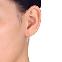 1/4 CT TW Diamond Twisted Hoop Earrings in Sterling Silver
