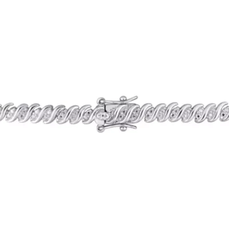 2 CT TW Diamond S-Link Tennis Necklace in Sterling Silver