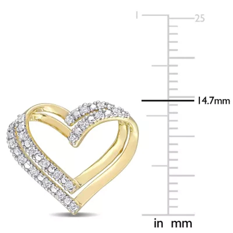 1/5 CT TW Diamond Open Heart Stud Earrings in Yellow Plated Sterling Silver