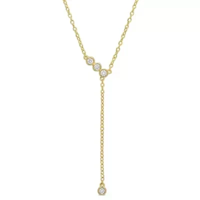1/8 CT TGW Lab Created Diamond Lariat Necklace in 18k Gold Plated Sterling Silver
