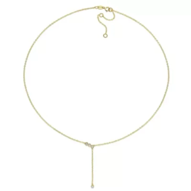 1/8 CT TGW Lab Created Diamond Lariat Necklace in 18k Gold Plated Sterling Silver