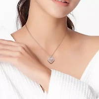 1/4 CT TW Diamond Cluster Floral Pendant with Chain in Sterling Silver