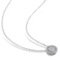 2-Piece Set 1/2 CT TW Diamond Halo Cluster Necklace and Earrings in Sterling Silver