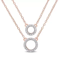 Diamond Accent Circle Two-Strand Necklace in Rose Plated Sterling Silver
