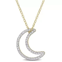 1/5 CT TW Diamond Moon Pendant with Chain in Yellow Plated Sterling Silver