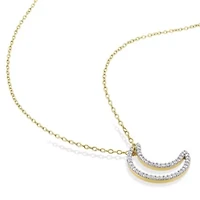 1/5 CT TW Diamond Moon Pendant with Chain in Yellow Plated Sterling Silver