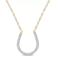 1/6 CT TW Diamond Horseshoe Necklace in Yellow Plated Sterling Silver