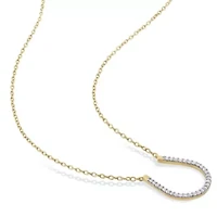 1/6 CT TW Diamond Horseshoe Necklace in Yellow Plated Sterling Silver
