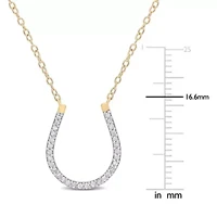 1/6 CT TW Diamond Horseshoe Necklace in Yellow Plated Sterling Silver