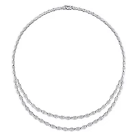 1 CT TW Diamond Double-Layered Necklace in Sterling Silver