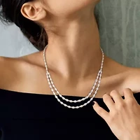 1 CT TW Diamond Double-Layered Necklace in Sterling Silver