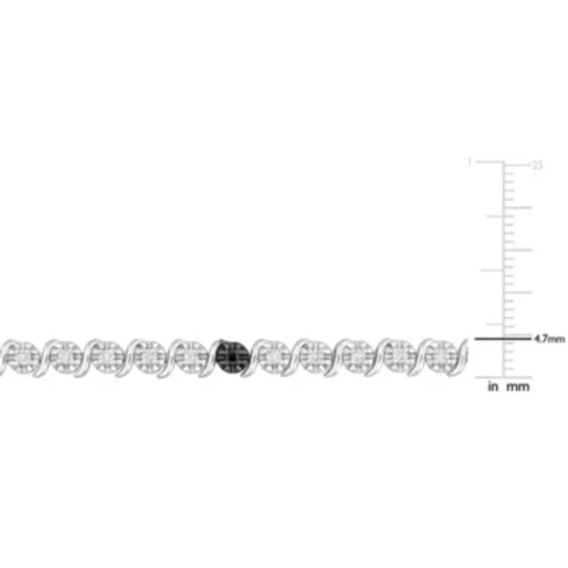 1 CT TW Black & White Diamond Tennis Bracelet in Sterling Silver