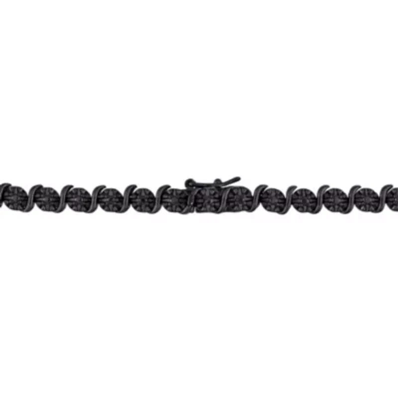 1/2 CT TW Black Diamond Tennis Necklace in Black Rhodium Plated Sterling Silver