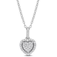 1/6 CT TW Diamond Halo Heart Necklace in Sterling Silver