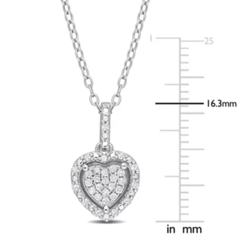 1/6 CT TW Diamond Halo Heart Necklace in Sterling Silver