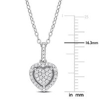 1/6 CT TW Diamond Halo Heart Necklace in Sterling Silver
