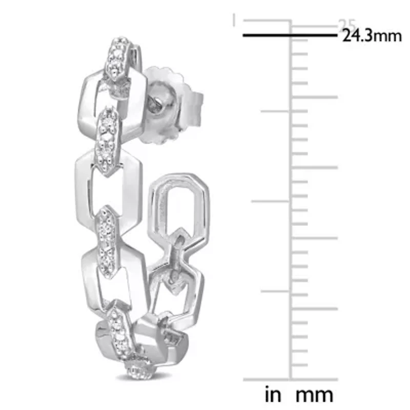 1/7 CT TW Diamond Link Semi-Hoop Earrings in Sterling Silver