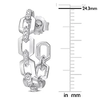 1/7 CT TW Diamond Link Semi-Hoop Earrings in Sterling Silver
