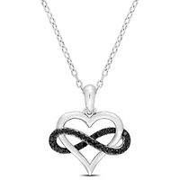 1/6 CT TW Black Diamond Heart and Infinity Necklace in Sterling Silver with Black Rhodium Plated