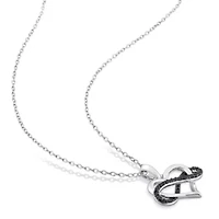 1/6 CT TW Black Diamond Heart and Infinity Necklace in Sterling Silver with Black Rhodium Plated