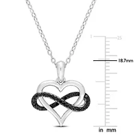 1/6 CT TW Black Diamond Heart and Infinity Necklace in Sterling Silver with Black Rhodium Plated