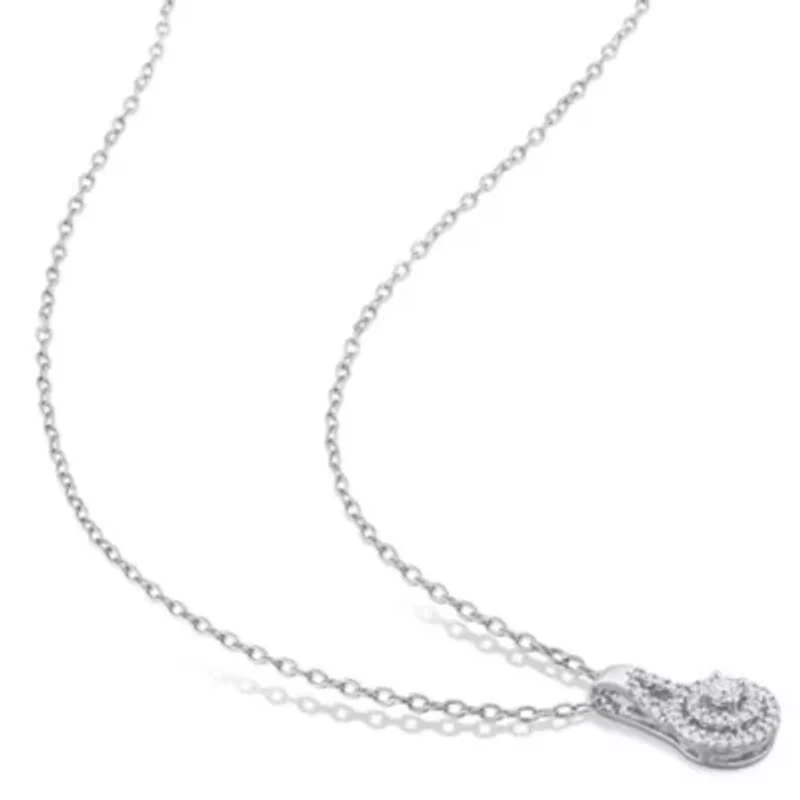 1/5 CT TW Diamond Double Halo Necklace in Sterling Silver