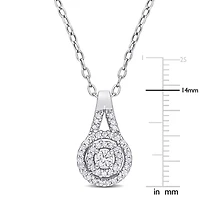 1/5 CT TW Diamond Double Halo Necklace in Sterling Silver