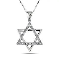 1/10 ct. t.w. Diamond Star of David Pendant with Chain in 10K White Gold