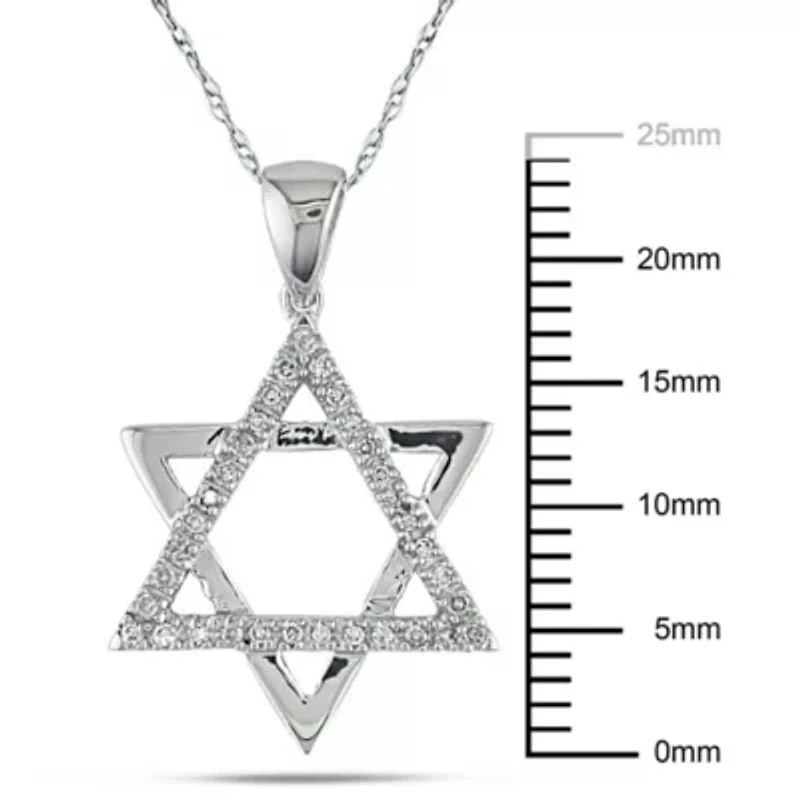 1/10 ct. t.w. Diamond Star of David Pendant with Chain in 10K White Gold