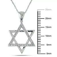 1/10 ct. t.w. Diamond Star of David Pendant with Chain in 10K White Gold