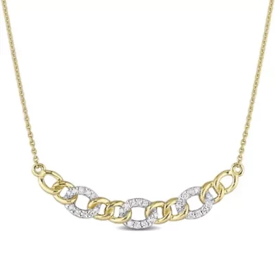1/10 ct. t.w. Diamond Oval Link Necklace in 10K Yellow Gold