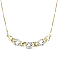 1/10 ct. t.w. Diamond Oval Link Necklace in 10K Yellow Gold