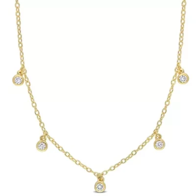 1/6 ct. t.w. Diamond Station Necklace in 10K Yellow Gold