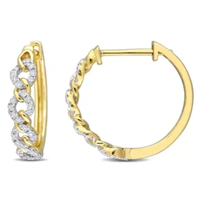 1/3 ct. t.w. Diamond Link Hoop Earrings in 10K Yellow Gold