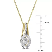 1/4 ct. t.w. Diamond Double Halo Marquise Cluster Pendant with Chain in 10K Yellow Gold