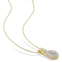 1/4 ct. t.w. Diamond Double Halo Marquise Cluster Pendant with Chain in 10K Yellow Gold