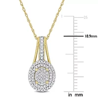 1/4 ct. t.w. Diamond Double Halo Oval Cluster Pendant with Chain in 10K Yellow Gold