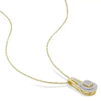 1/4 ct. t.w. Diamond Double Halo Oval Cluster Pendant with Chain in 10K Yellow Gold