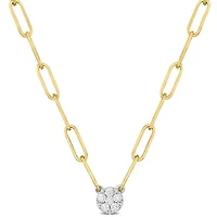 1/4 ct. t.w. Diamond Cluster Pendant on a 3.3mm Paperclip Chain in 14K Yellow Gold