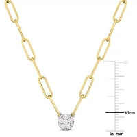 1/4 ct. t.w. Diamond Cluster Pendant on a 3.3mm Paperclip Chain in 14K Yellow Gold