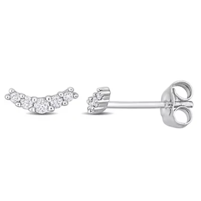 1/10 ct. t.w. Diamond Curve Stud Earrings in 10K White Gold
