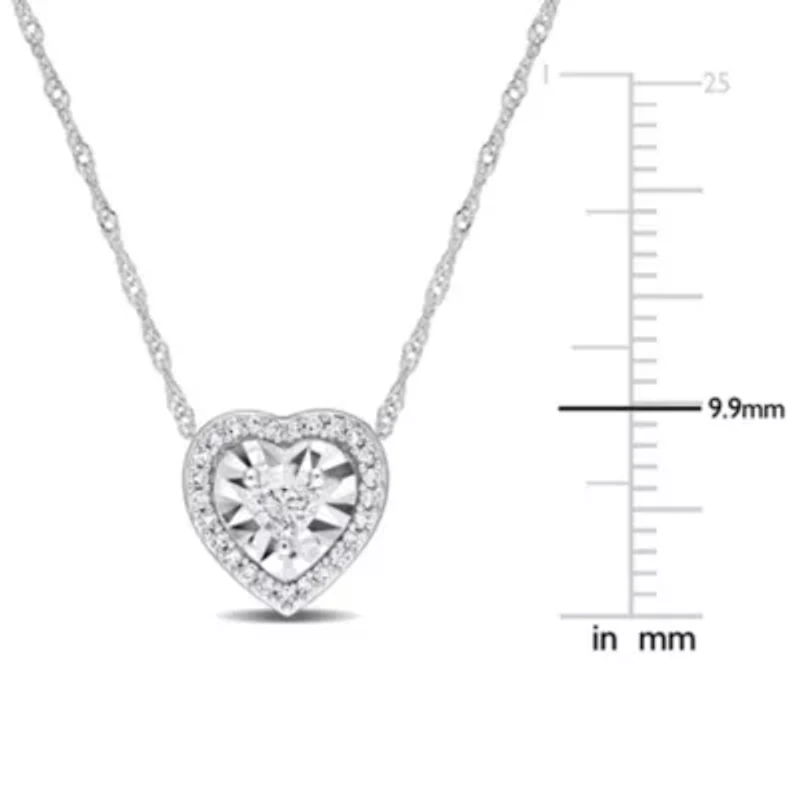 1/4 ct. t.w. Heart and Round Diamond Pendant with Chain in 14K White Gold