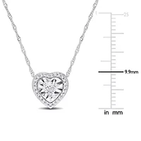 1/4 ct. t.w. Heart and Round Diamond Pendant with Chain in 14K White Gold