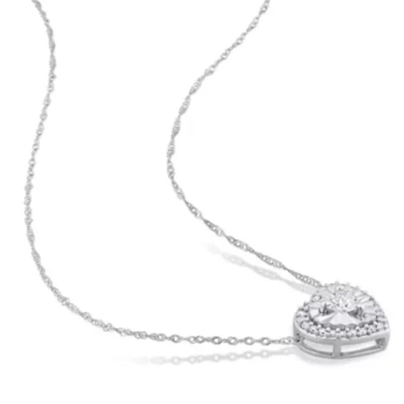 1/4 ct. t.w. Heart and Round Diamond Pendant with Chain in 14K White Gold